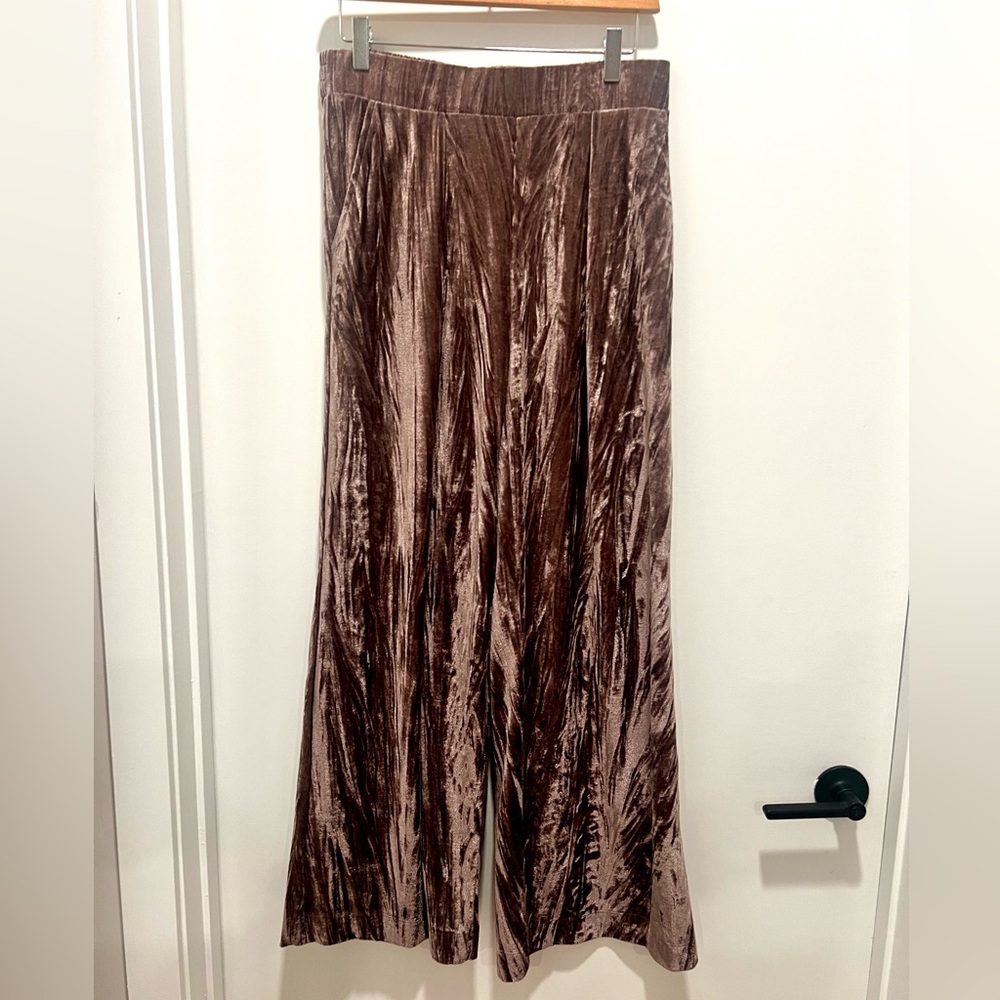 Crushed-velvet Wide Leg Pants